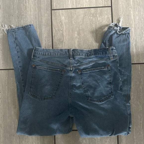 Abercrombie size 12/31 skinny high rise with distressed bottoms. - Picture 3 of 5